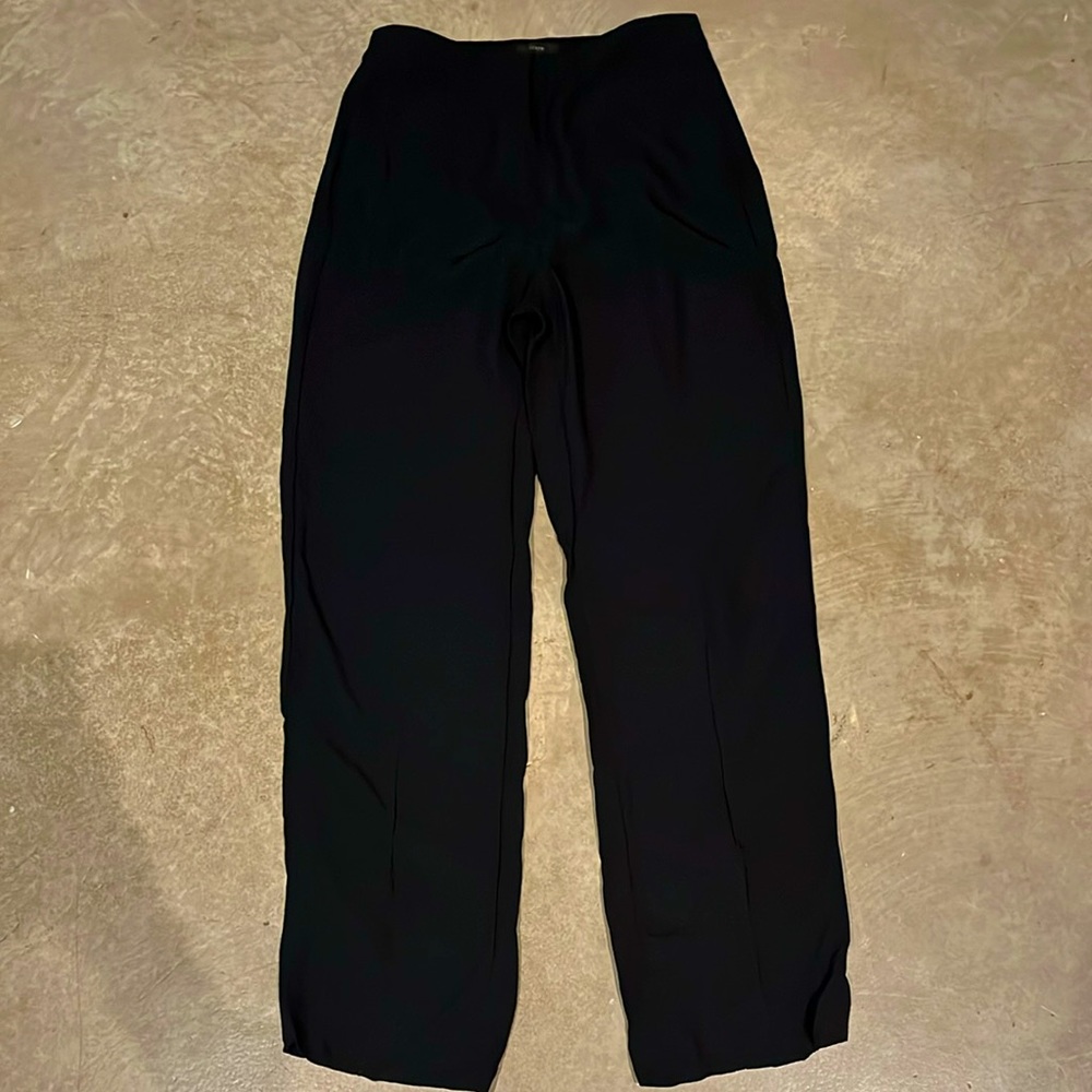 J. Crew size 8 crepe seamed wide straight leg trouser pants black